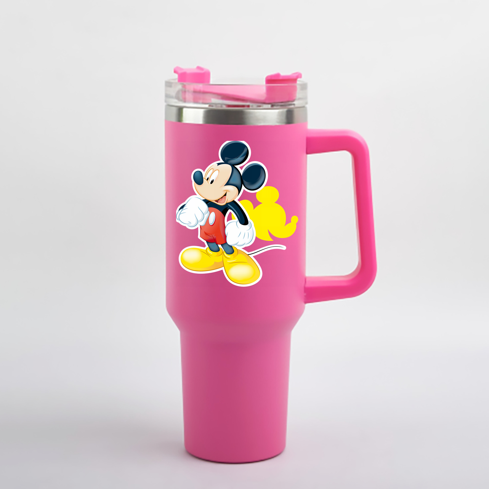 （画像用） ミッキーマウス Mickey Mouse 1200mL車用タンブラー - クリスタルステッカー（プラスチックストロー付き）